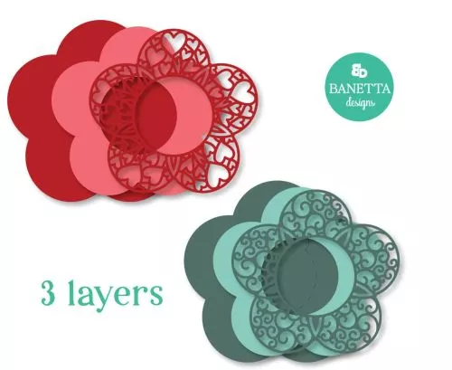 Detailed Flower VALENTINE'S day candy holder, ornament gift SVG - intricate cut - BanettaDesigns - SVG designs, seamless digital paper, clipart