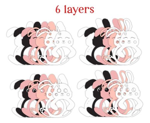 Lovely BUNNY with heart, Easter candy holder, ornament gift - BanettaDesigns - SVG designs, seamless digital paper, clipart