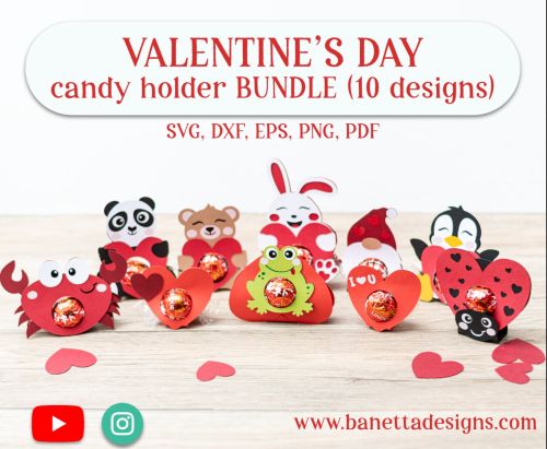 VALENTINE'S day candy holder bundle, 10 pack, ornament gift SVG - BanettaDesigns - SVG designs, seamless digital paper, clipart