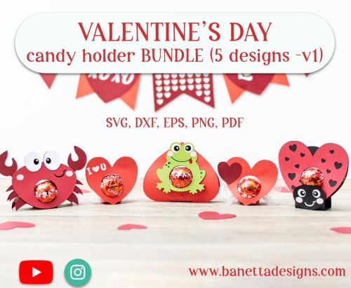 VALENTINE'S day candy holder bundle, 5 pack (V1), ornament gift SVG - BanettaDesigns - SVG designs, seamless digital paper, clipart VALENTINE'S day candy holder bundle, 5 pack (V1), ornament gift SVG - BanettaDesigns - SVG designs, seamless digital paper, clipart