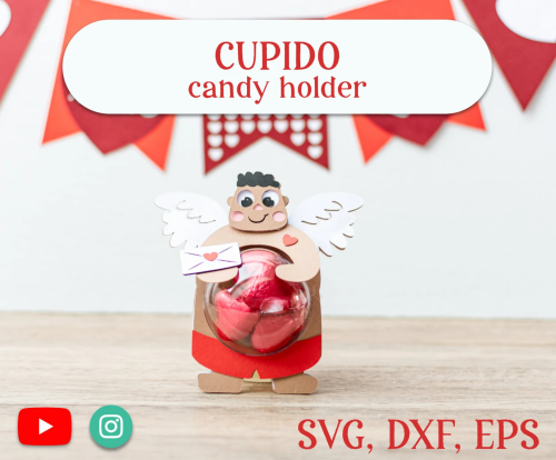 CUPIDO VALENTINE'S day candy holder, ornament gift SVG - BanettaDesigns - SVG designs, seamless digital paper, clipart