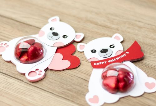 POLAR Bear VALENTINE'S day candy holder, ornament gift SVG - BanettaDesigns - SVG designs, seamless digital paper, clipart