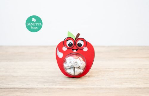 CUTE APPLE with glasses candy holder, ornament gift SVG - BanettaDesigns - SVG designs, seamless digital paper, clipart