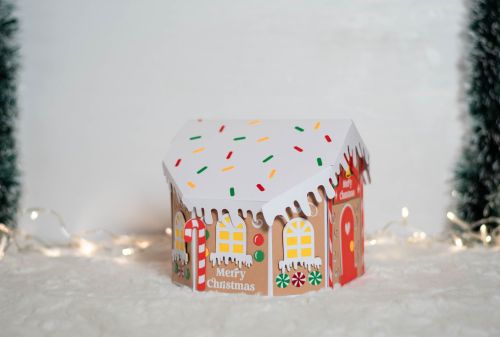 3D GINGERBREAD HOUSE candy holder, treat box, ornament gift SVG - BanettaDesigns - SVG designs, seamless digital paper, clipart 3D GINGERBREAD HOUSE candy holder, treat box, ornament gift SVG - BanettaDesigns - SVG designs, seamless digital paper, clipart