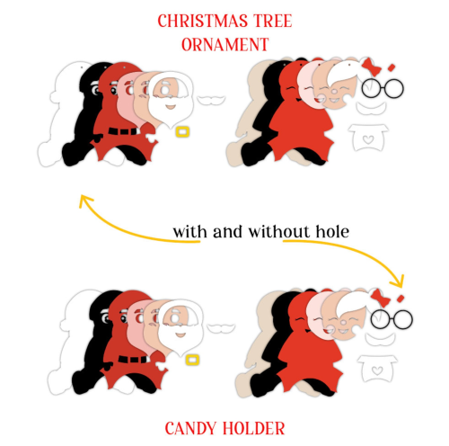SANTA FAMILY - Mr and Mrs Santa Christmas candy holder and Christmas SVG - BanettaDesigns - SVG designs, seamless digital paper, clipart