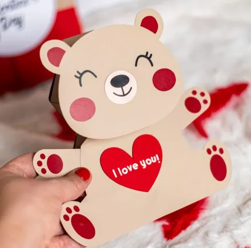 Cute BEAR POP-UP card Valentine's day gift svg - BanettaDesigns - SVG designs, seamless digital paper, clipart