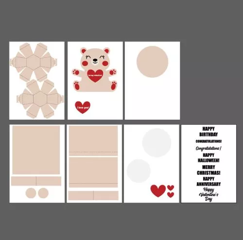 Cute BEAR POP-UP card Valentine's day gift svg - BanettaDesigns - SVG designs, seamless digital paper, clipart