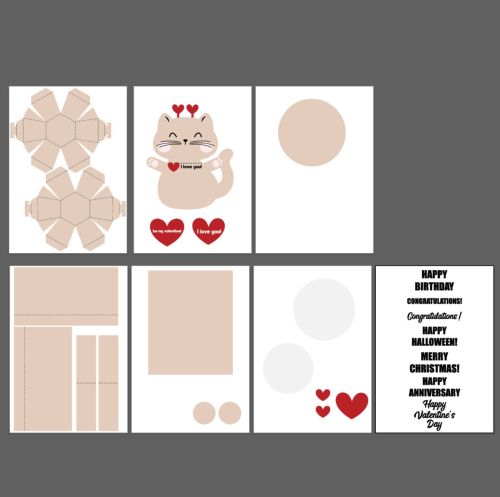 Cute CAT POP-UP card Valentine's day gift svg - digital download - BanettaDesigns - SVG designs, seamless digital paper, clipart Cute CAT POP-UP card Valentine's day gift svg - digital download - BanettaDesigns - SVG designs, seamless digital paper, clipart